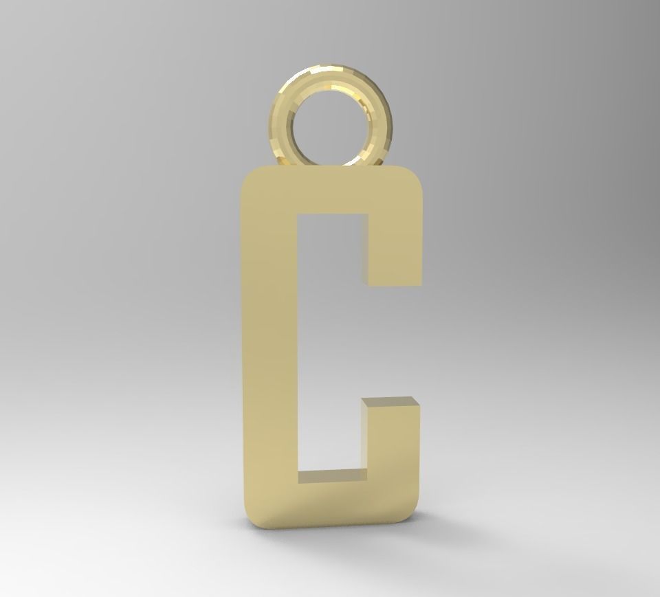 ALPHABET LATTER C PENDANT 3D print model_2