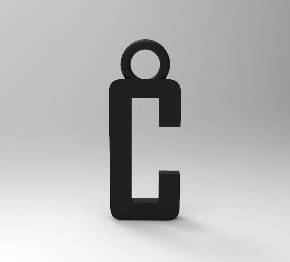 ALPHABET LATTER C PENDANT 3D print model_6