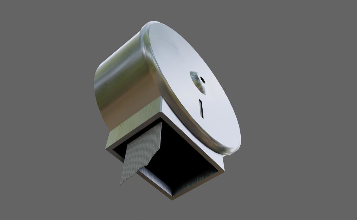 Public Toilet Paper Dispenser - Dispensador de Papel Higienico Low-poly 3D model_2
