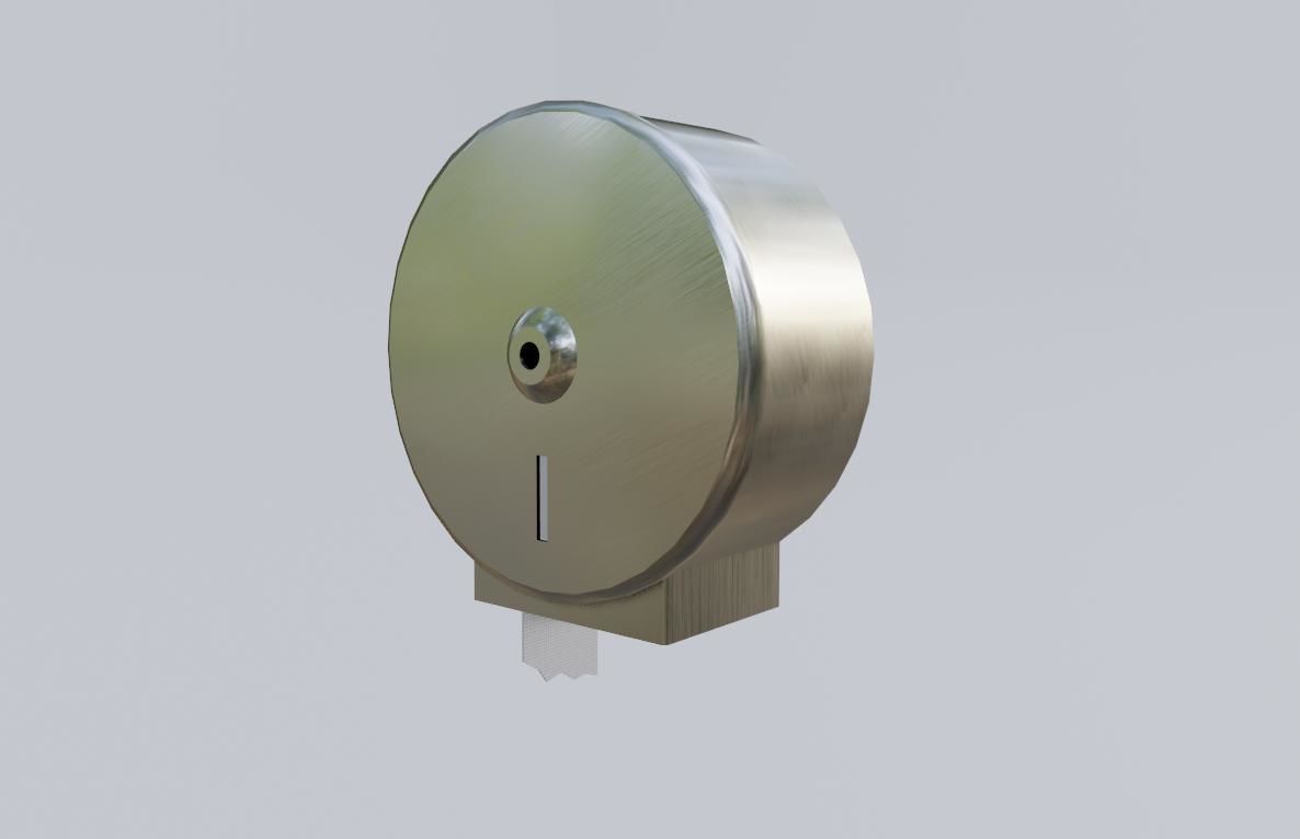 Public Toilet Paper Dispenser - Dispensador de Papel Higienico Low-poly 3D model_4