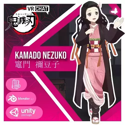 VRChat Avatar - Nezuko - Demon Slayer Low-poly 3D model