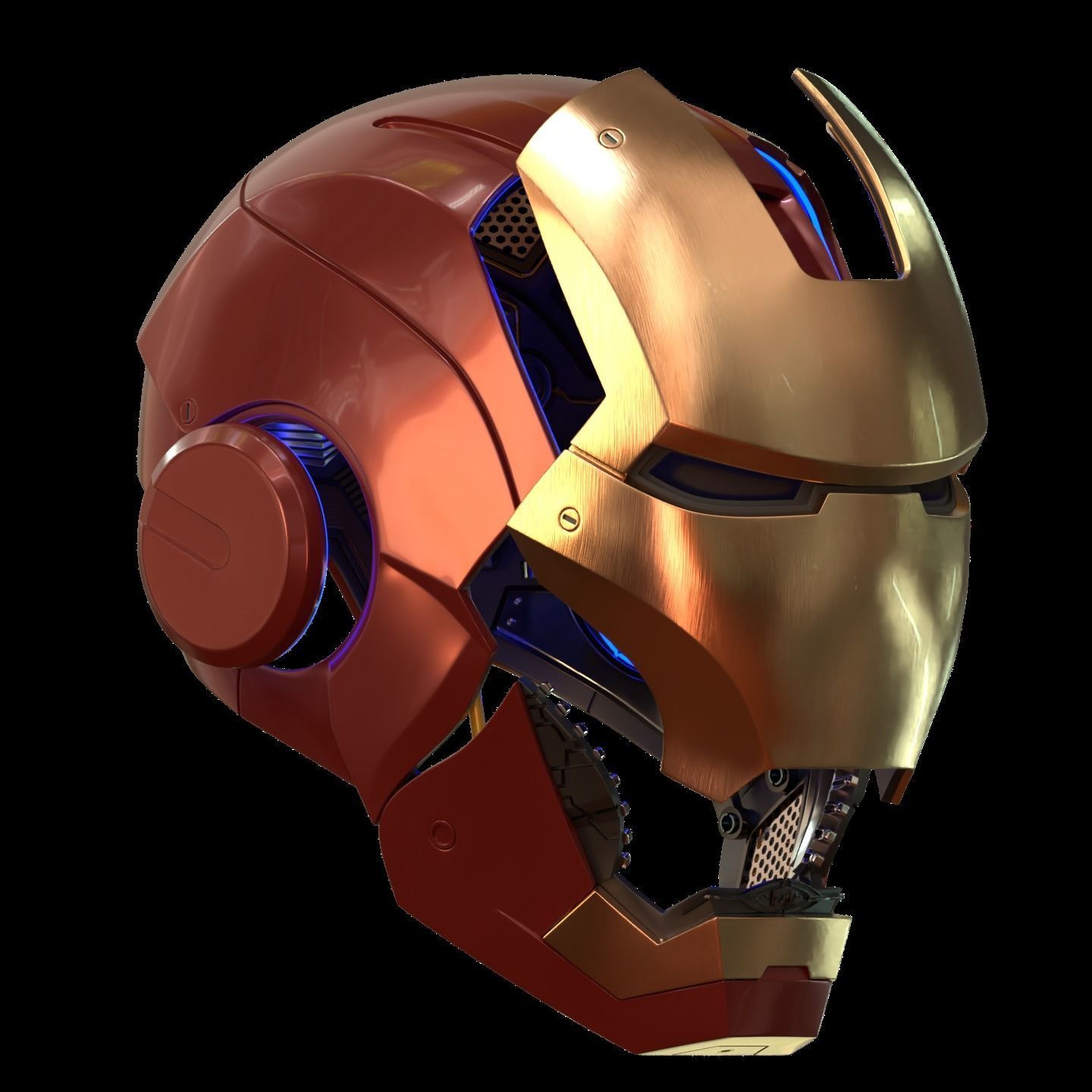 Iron man 2 3  helmet print full inner details and motorization  3D print model_8
