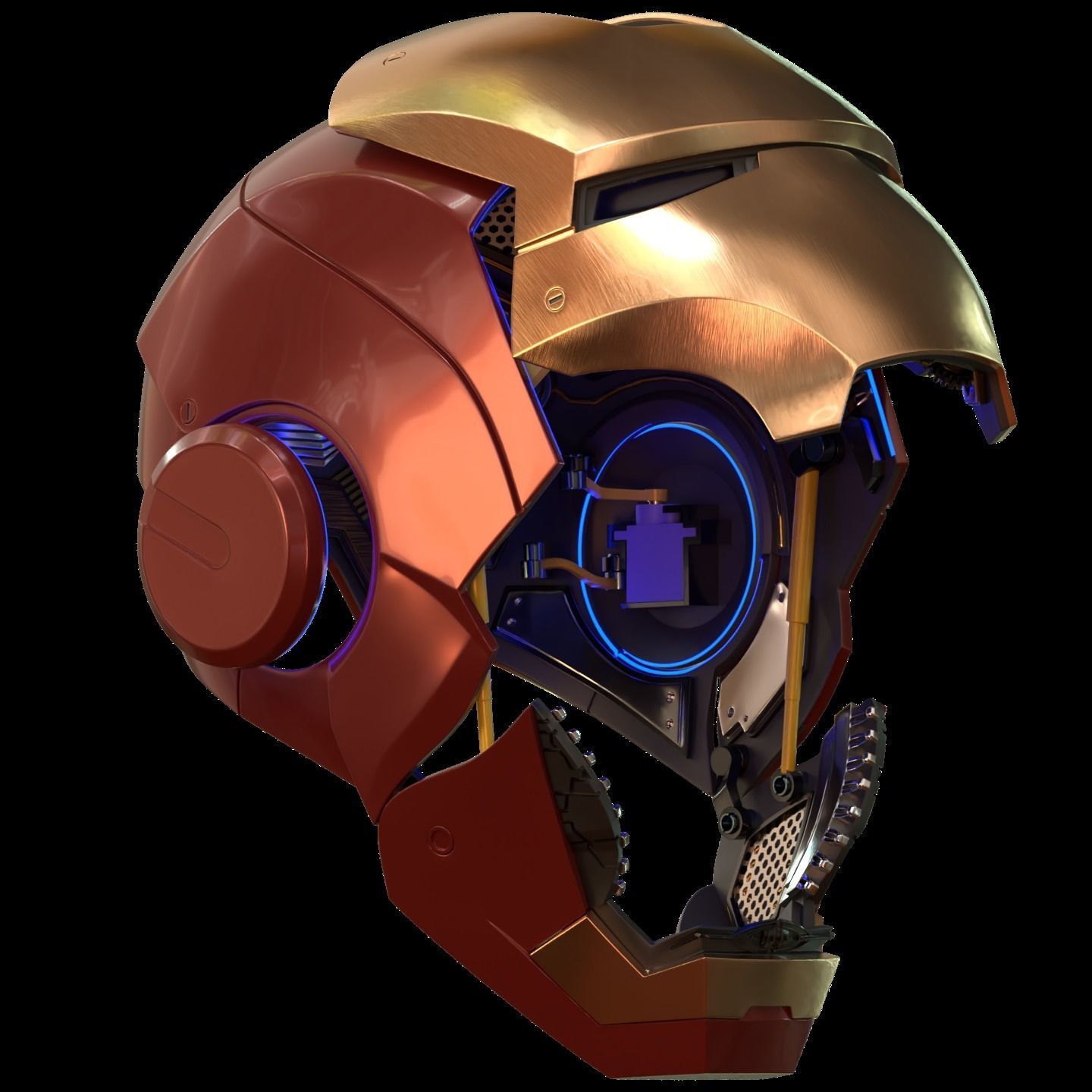 Iron man 2 3  helmet print full inner details and motorization  3D print model_11