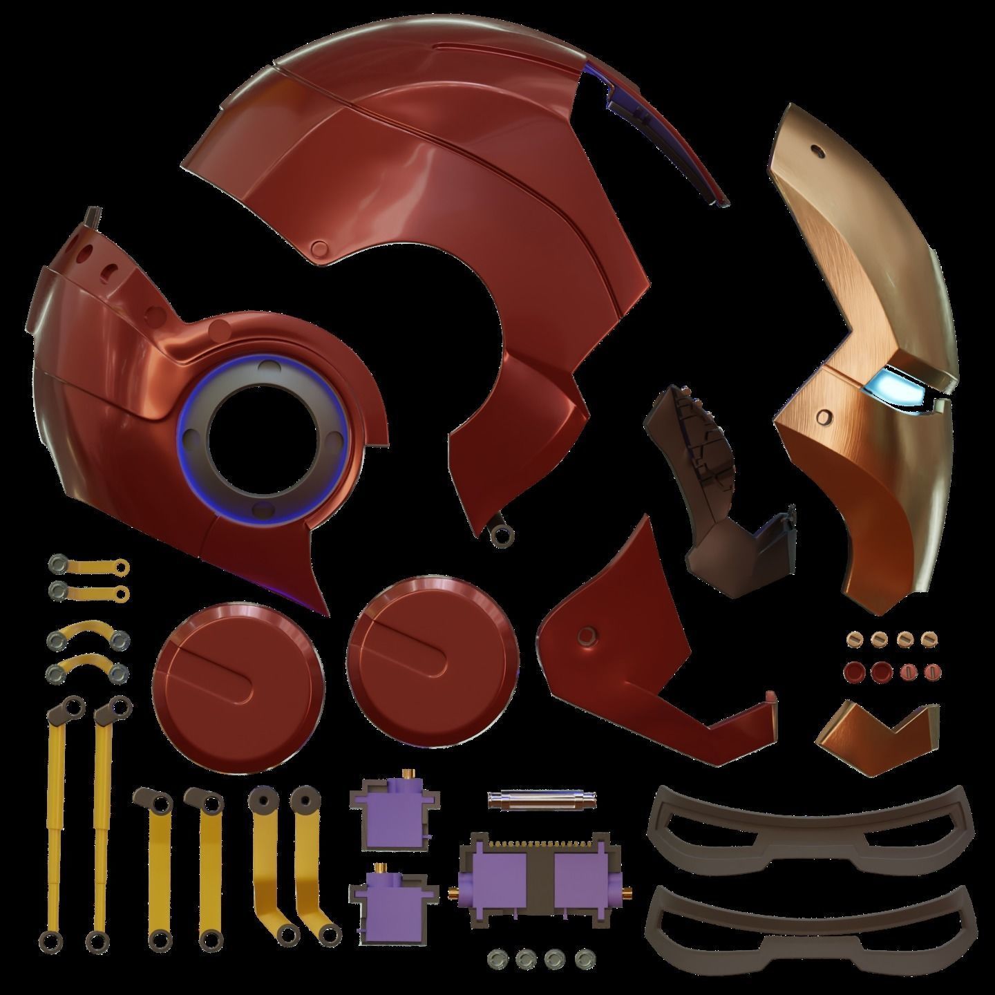 Iron man 2 3  helmet print full inner details and motorization  3D print model_31