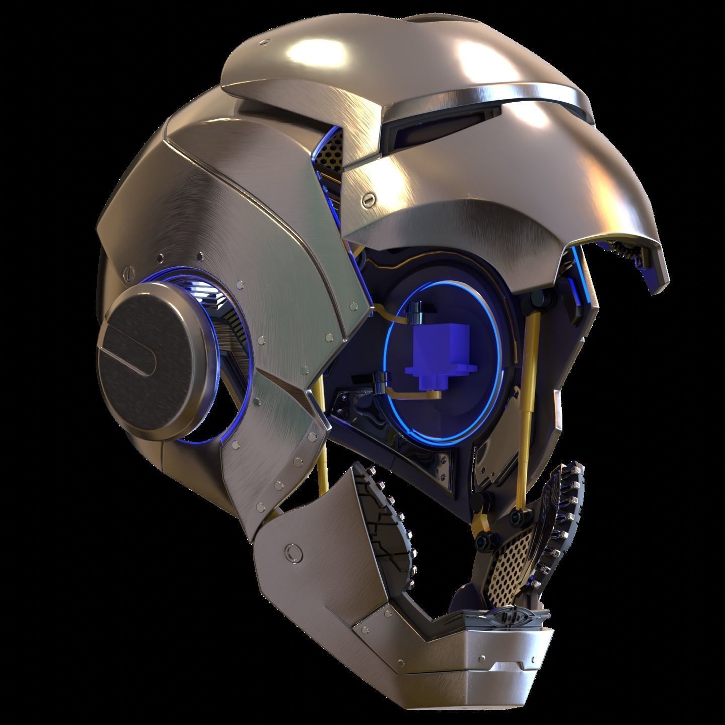 Iron man 2 3  helmet print full inner details and motorization  3D print model_13