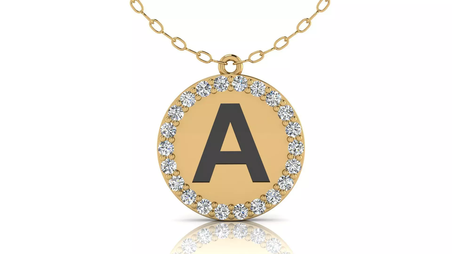 Alphabet Round Enamel Diamond Pendant  A 3D print model_0