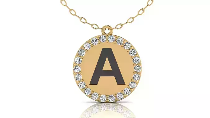Alphabet Round Enamel Diamond Pendant  A 3D print model