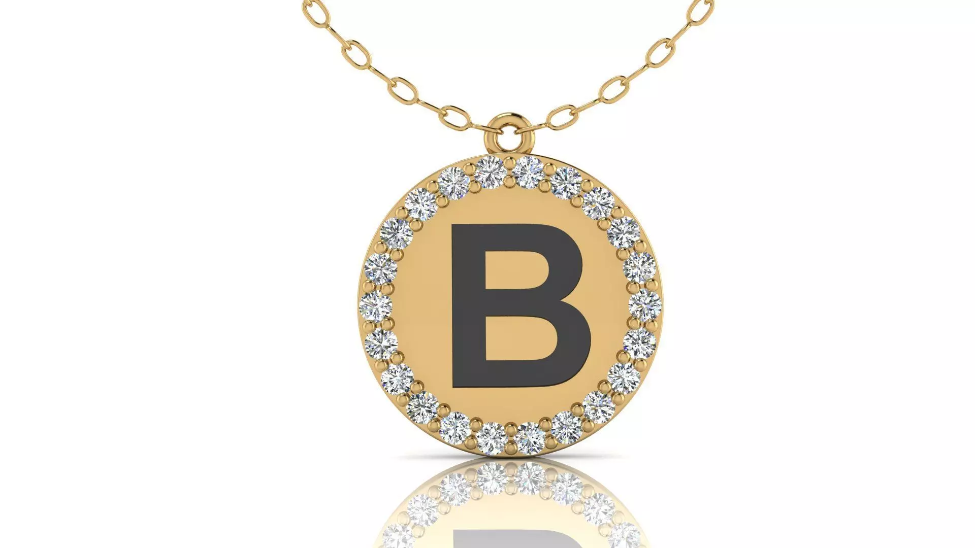 Alphabet Round Enamel Diamond Pendants B 3D print model