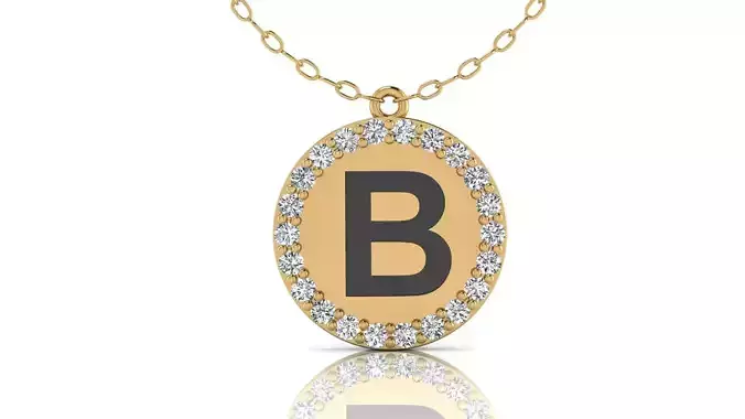 Alphabet Round Enamel Diamond Pendants B