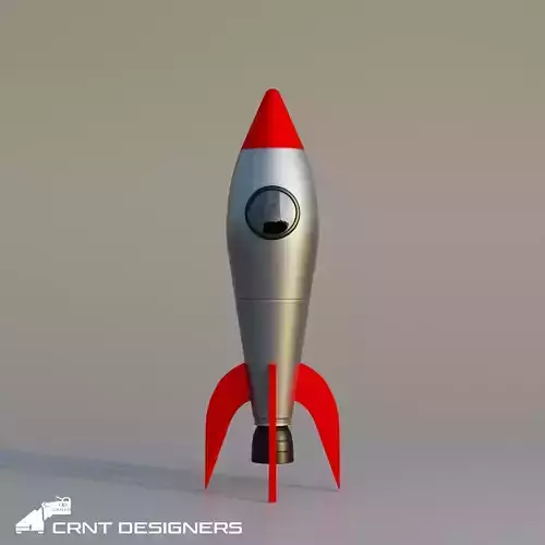 Cartoon Rocket Low Poly 3D Model