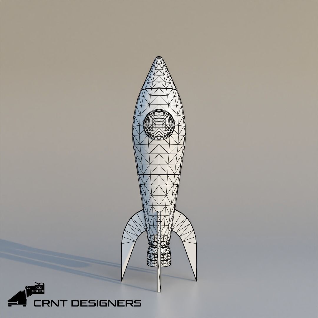 Cartoon Rocket Low Poly 3D Model Low-poly 3D model_1