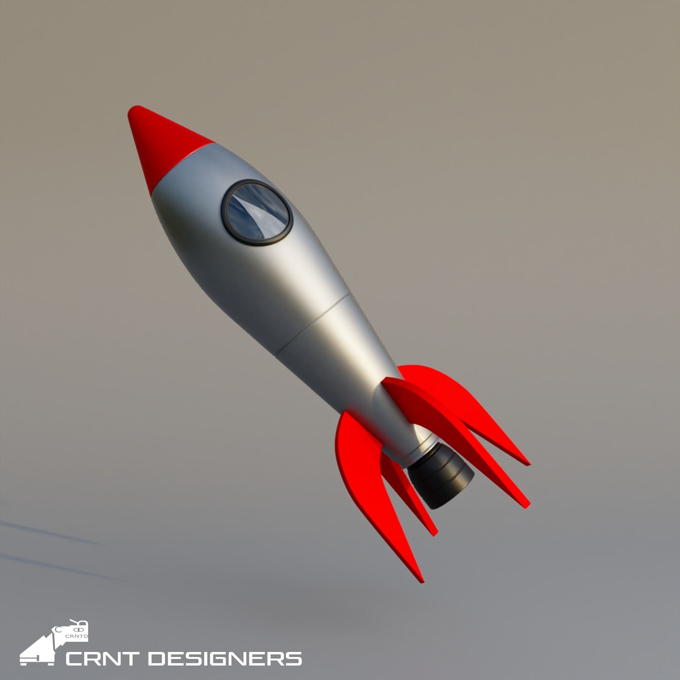 Cartoon Rocket Low Poly 3D Model Low-poly 3D model_2