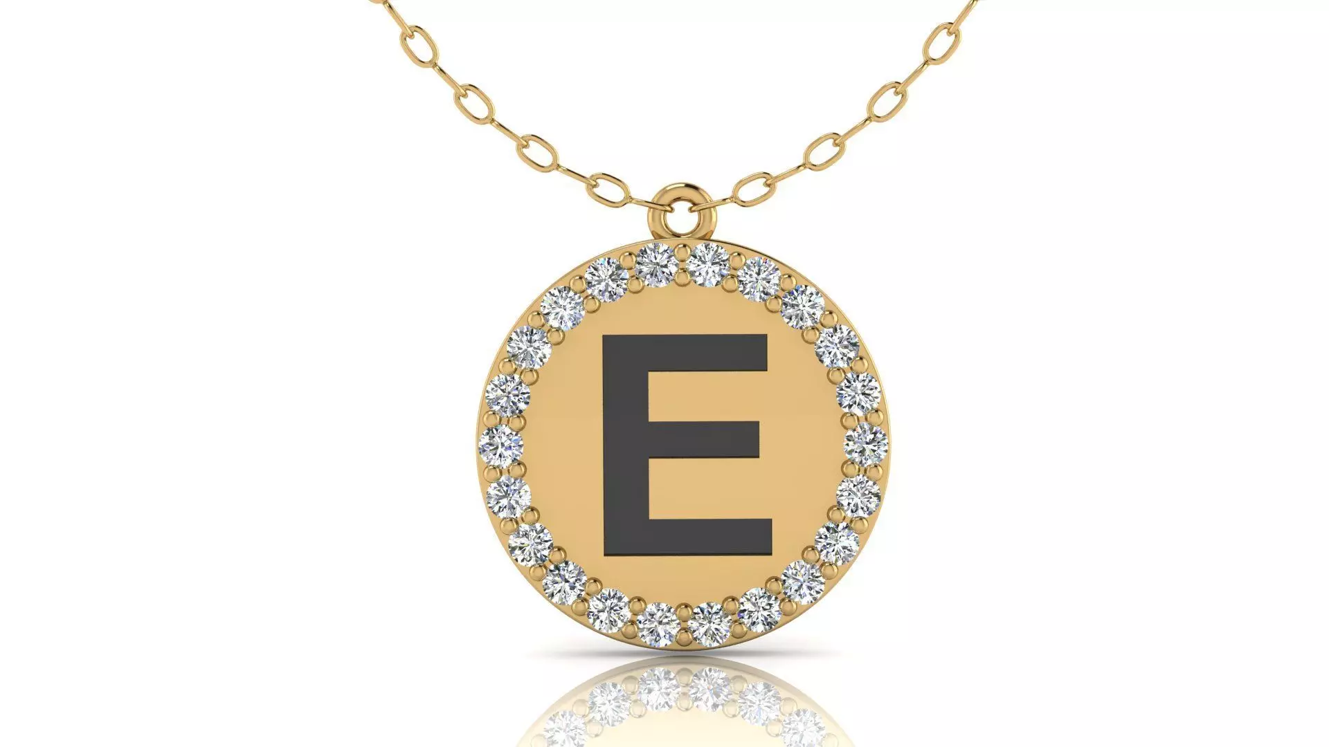 Alphabet Round Enamel Diamond Pendants E Free 3D print model