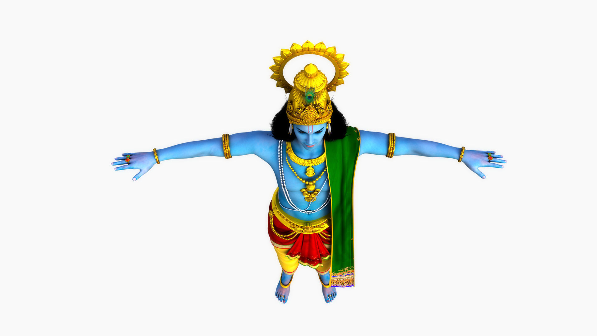 lord krishna t pose 3D model_17