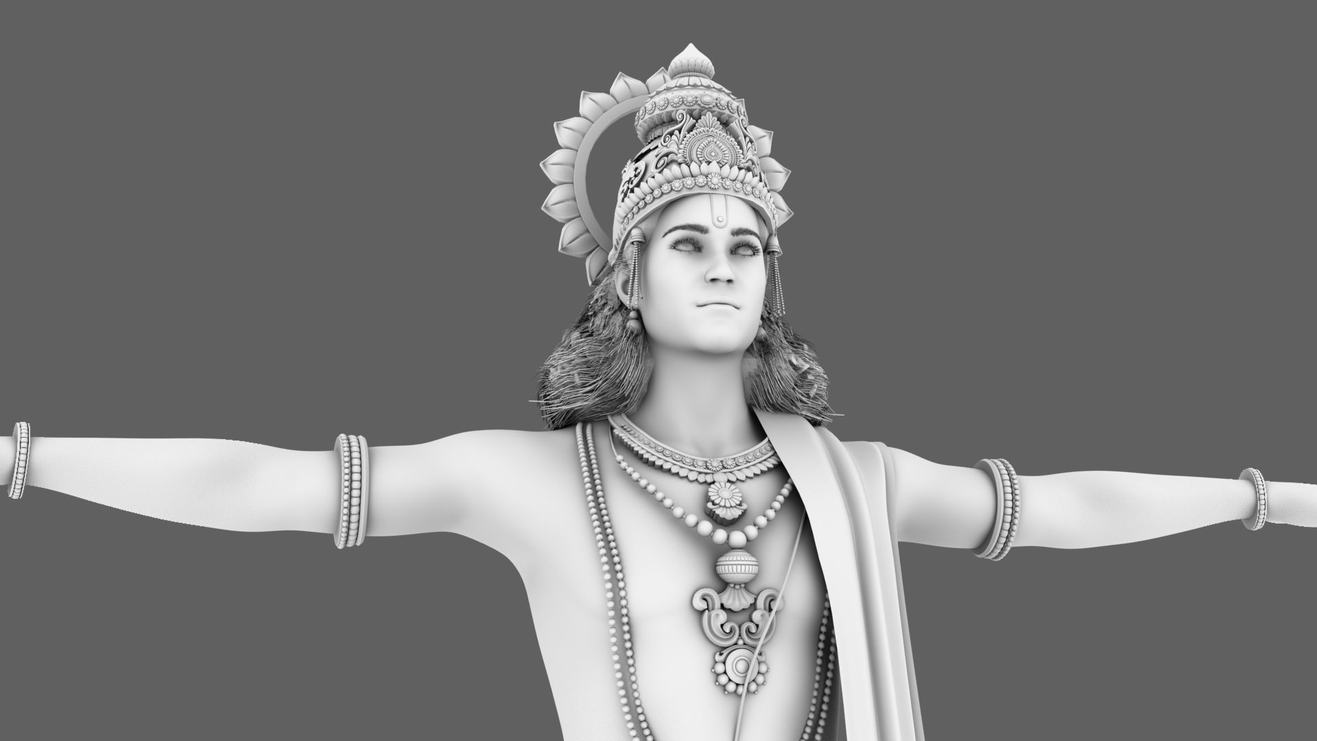 lord krishna t pose 3D model_19
