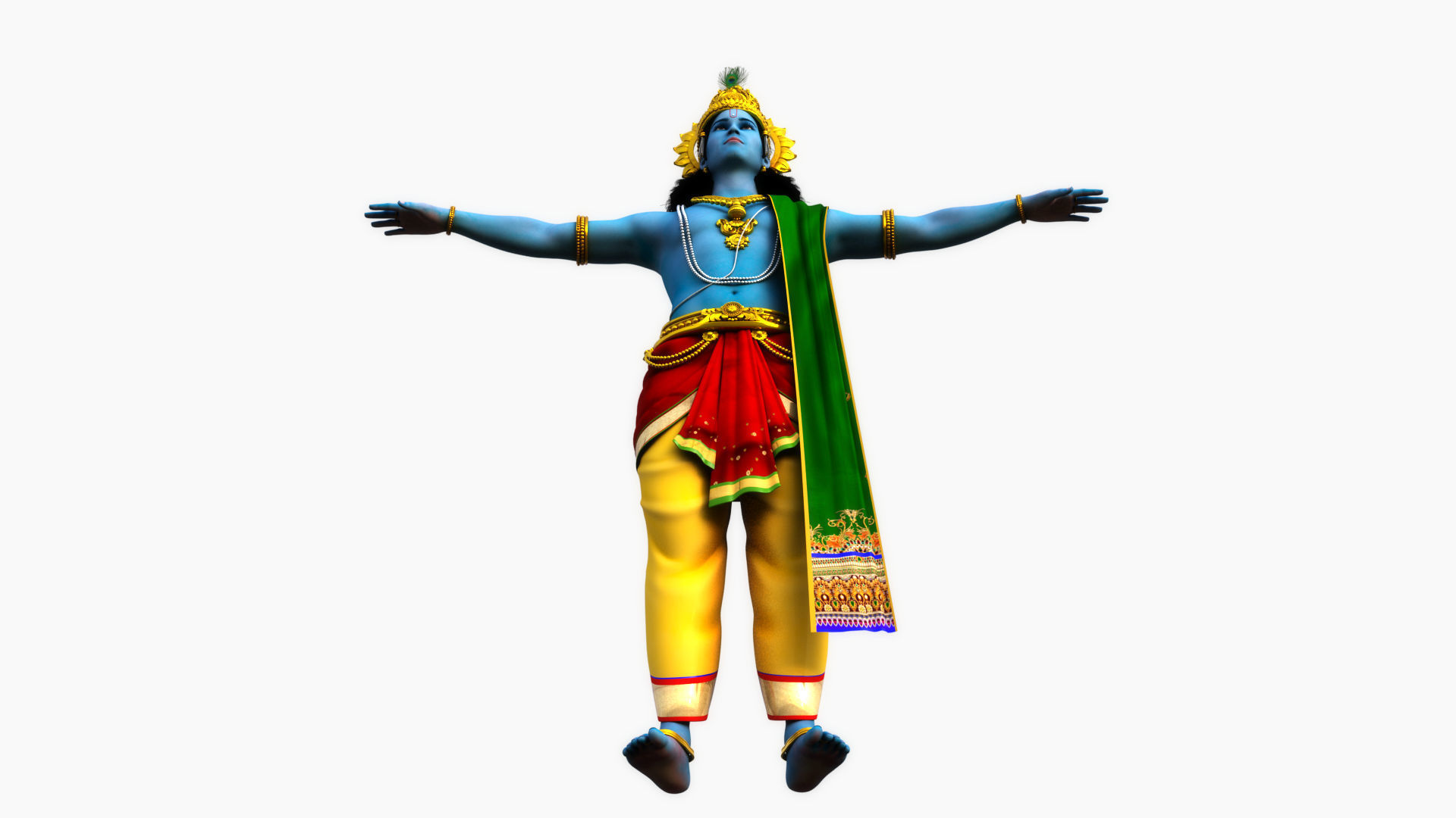 lord krishna t pose 3D model_16