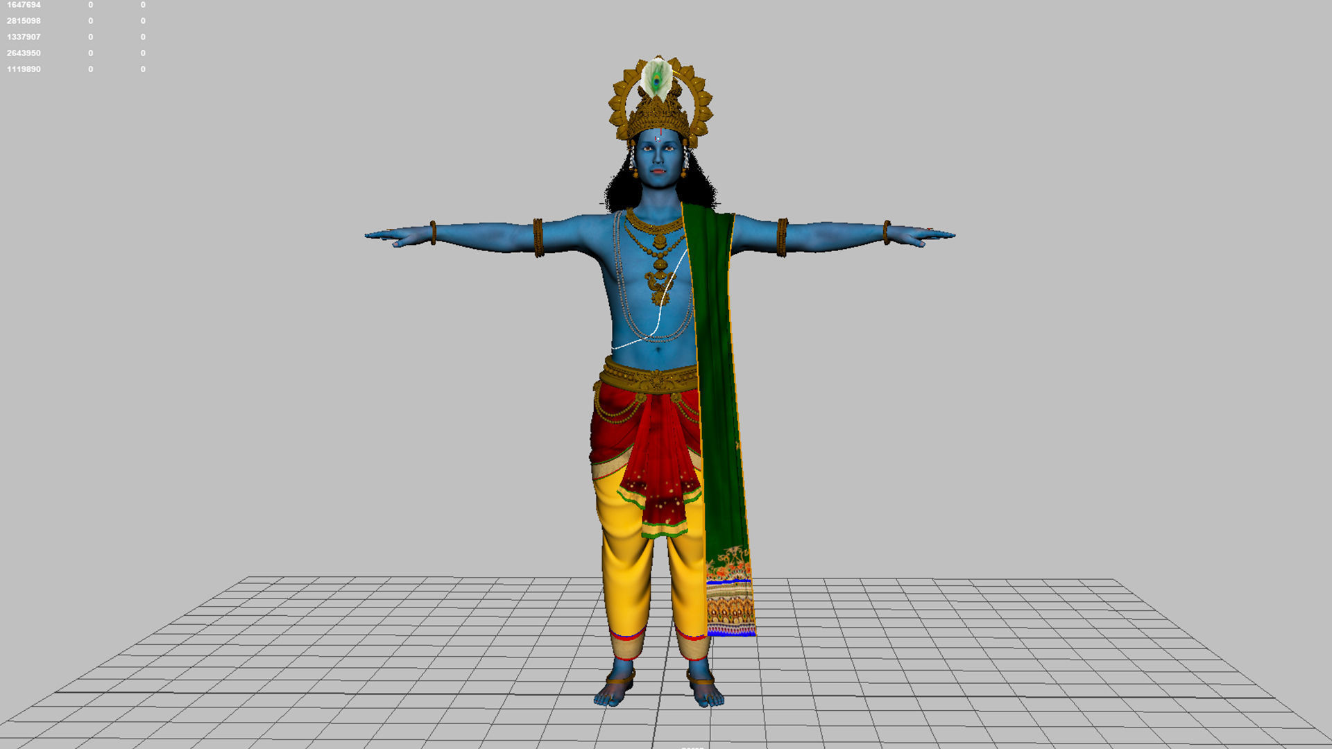 lord krishna t pose 3D model_5