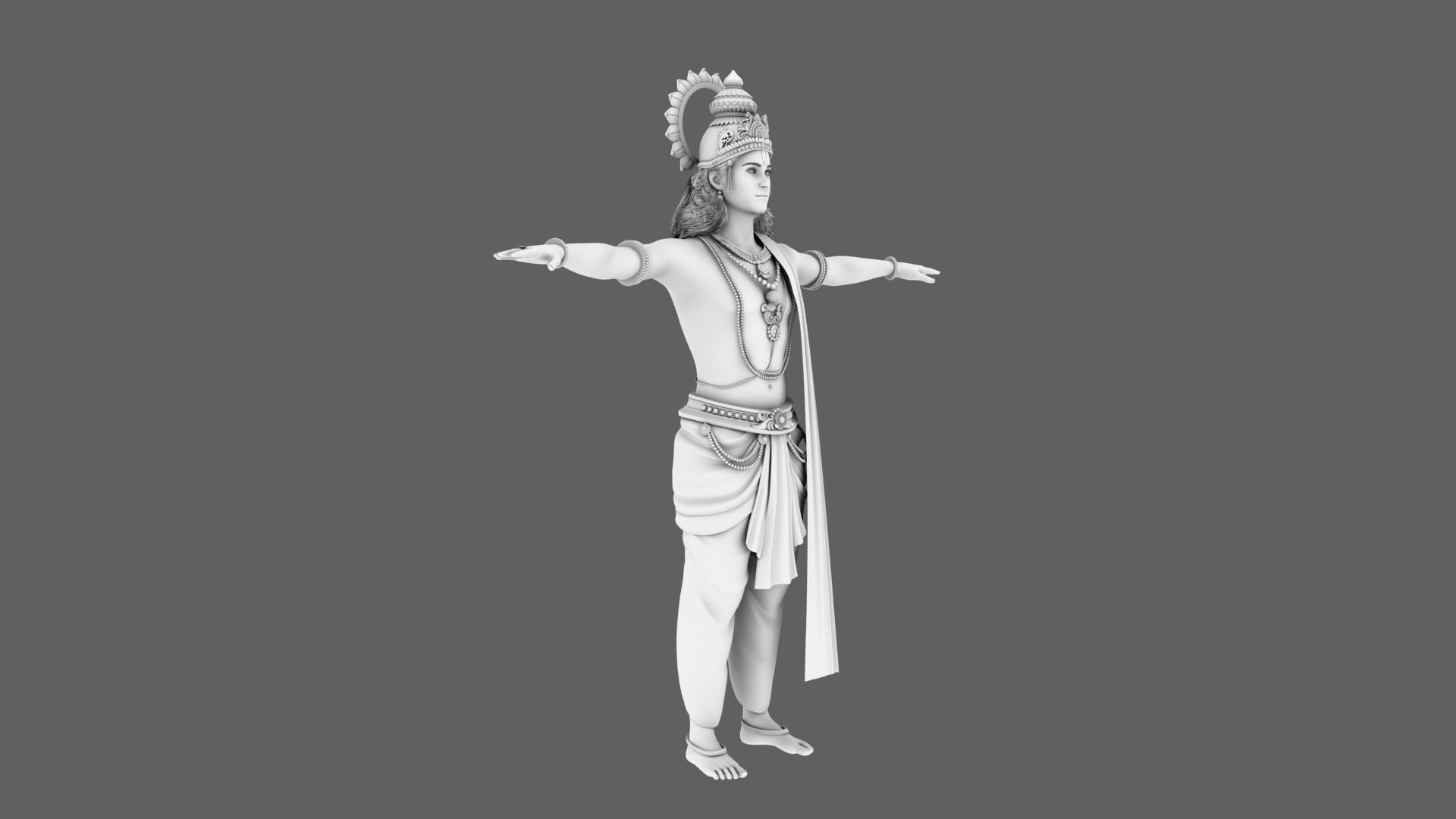 lord krishna t pose 3D model_20