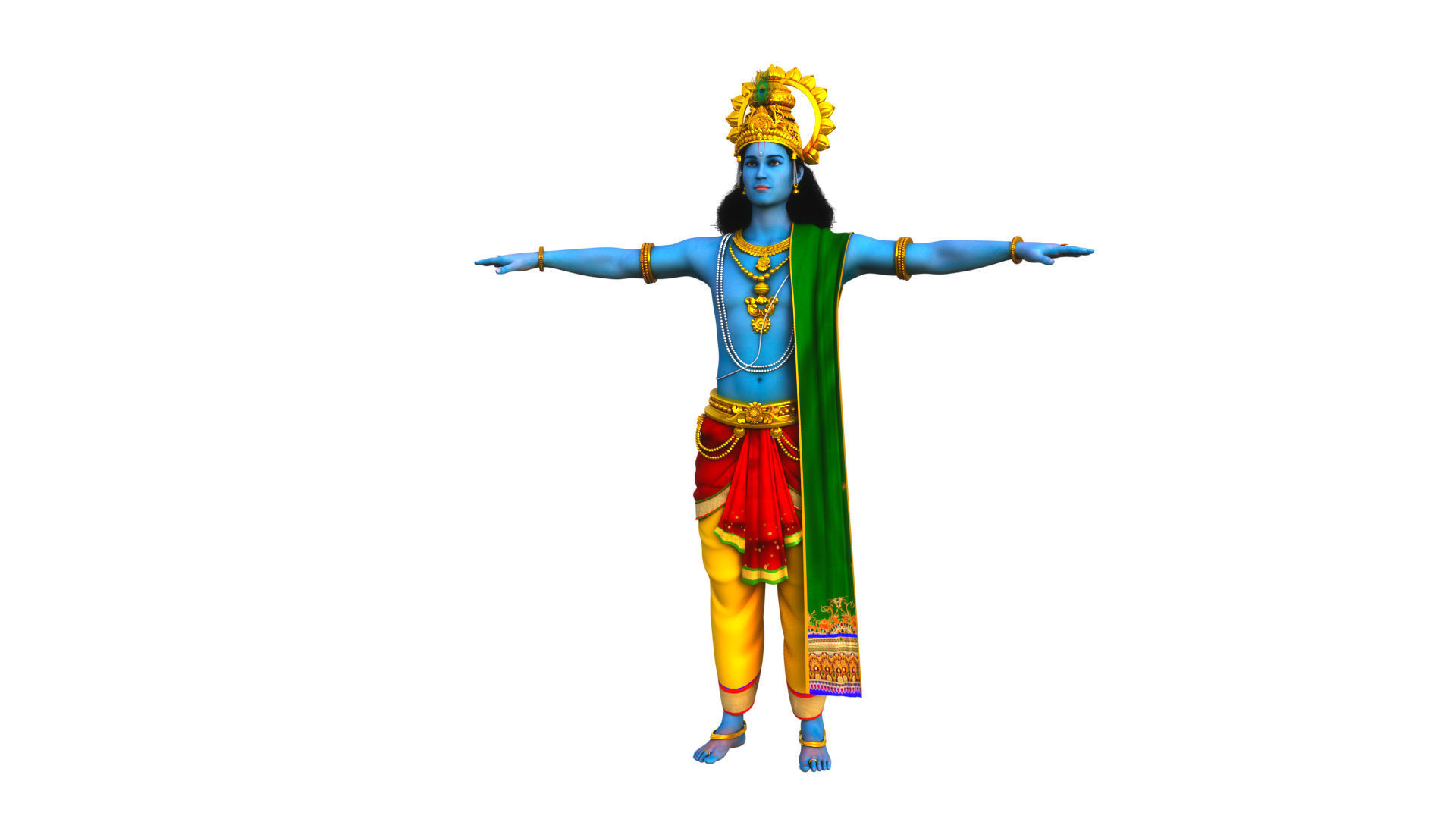 lord krishna t pose 3D model_10