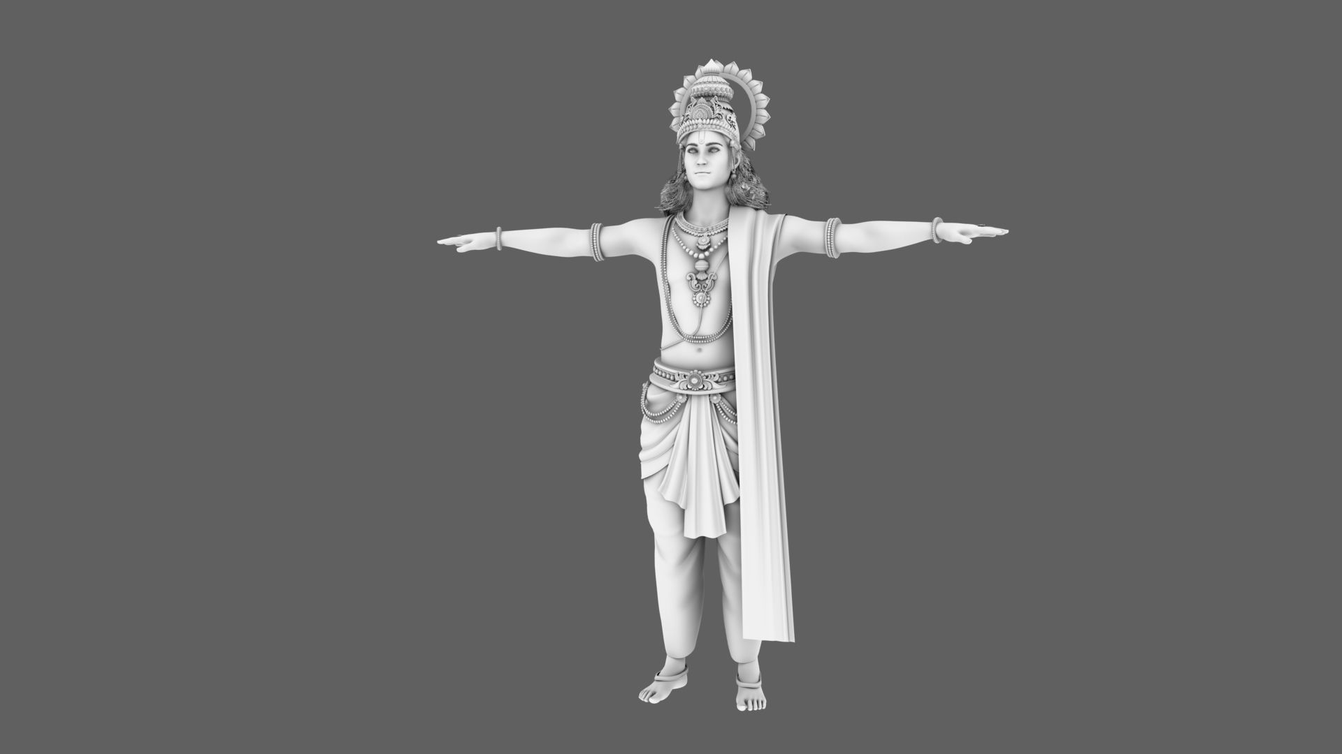 lord krishna t pose 3D model_2