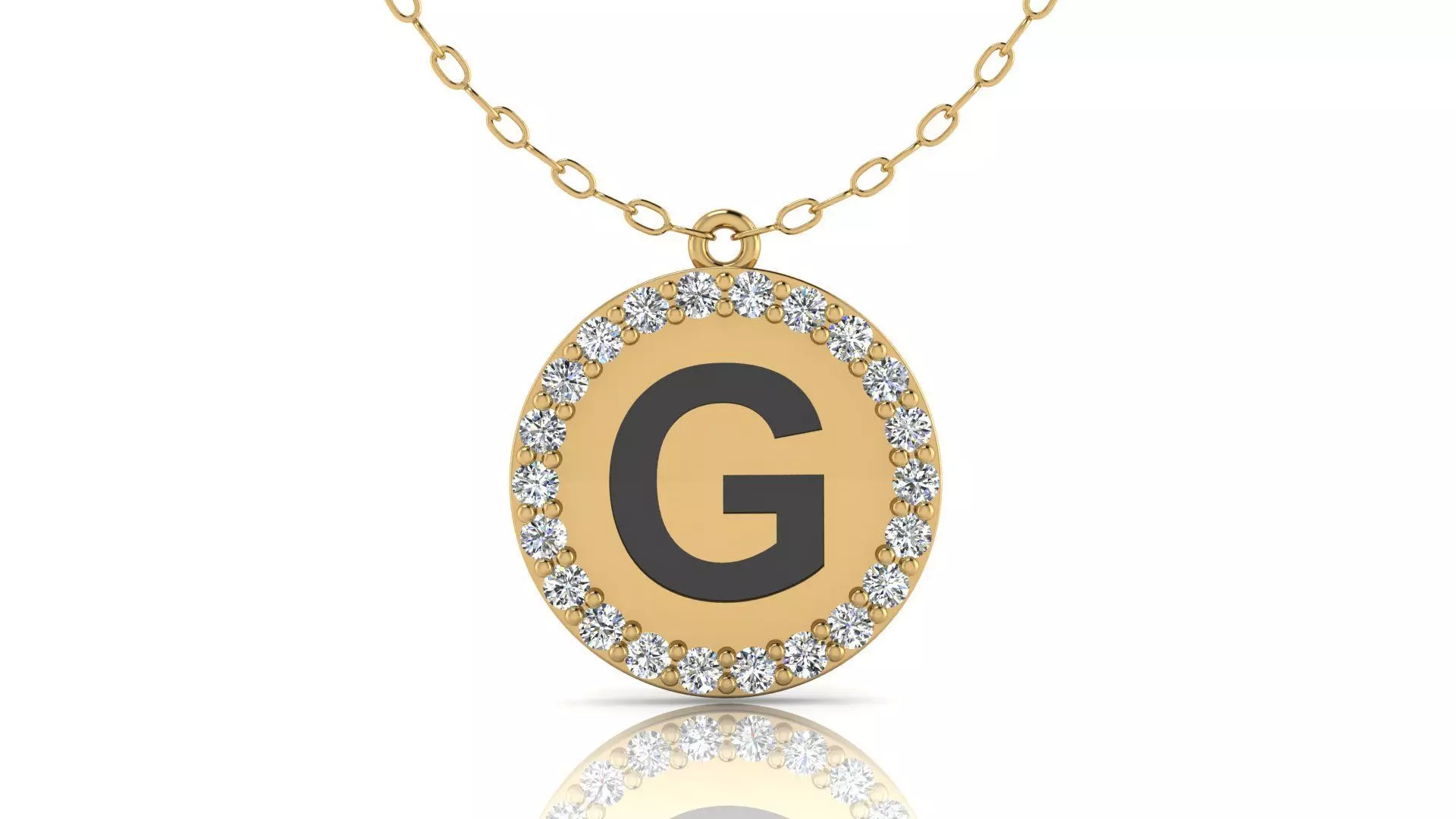Alphabet Round Enamel Diamond Pendant G 3D print model