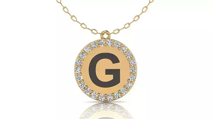 Alphabet Round Enamel Diamond Pendant G 3D print model