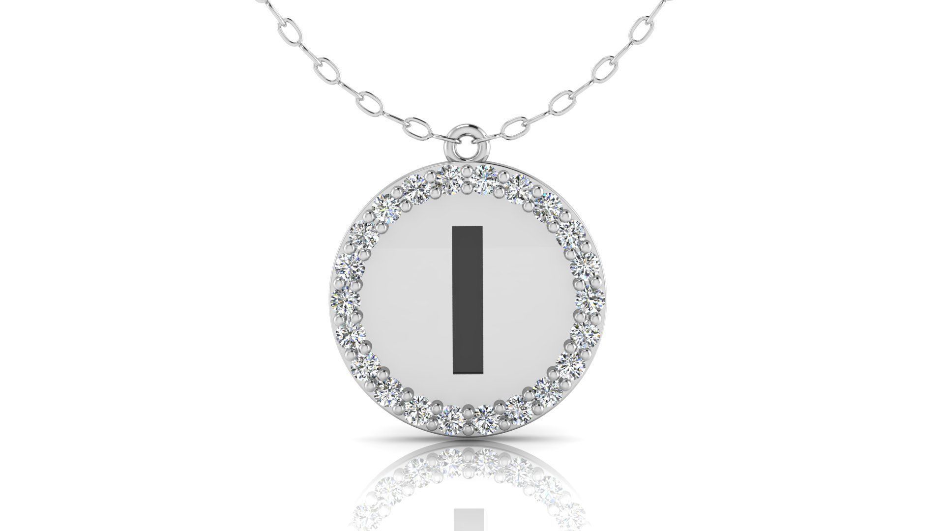 Alphabet Round Enamel Diamond Pendant I 3D print model_10