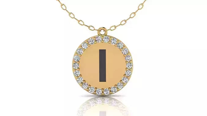 Alphabet Round Enamel Diamond Pendant I 3D print model
