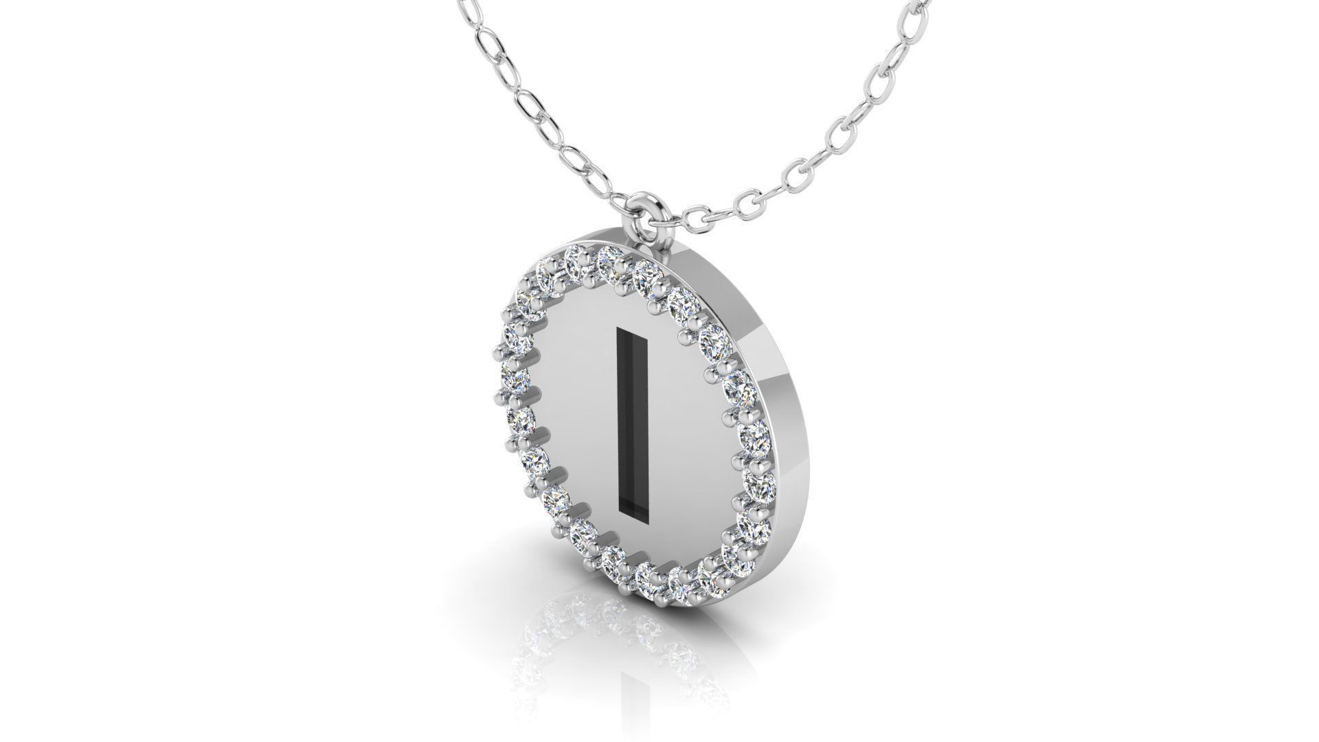 Alphabet Round Enamel Diamond Pendant I 3D print model_14