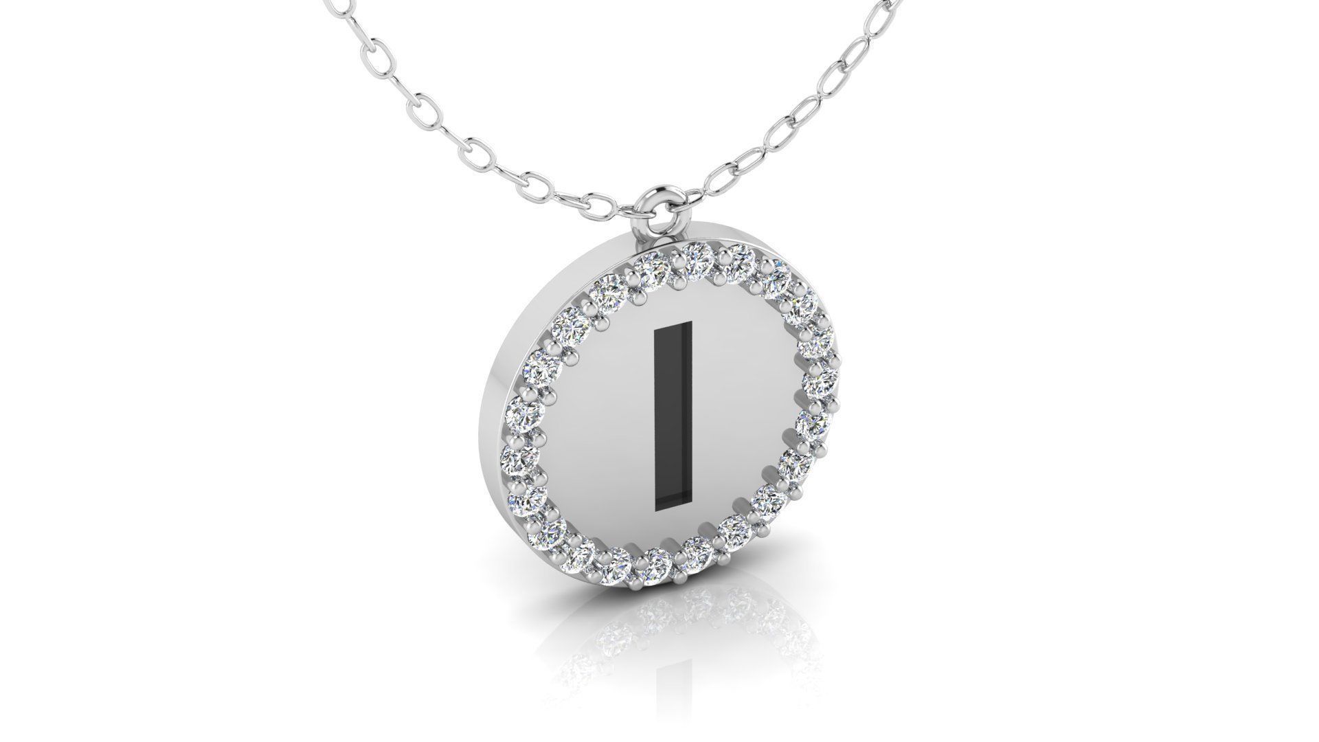 Alphabet Round Enamel Diamond Pendant I 3D print model_12