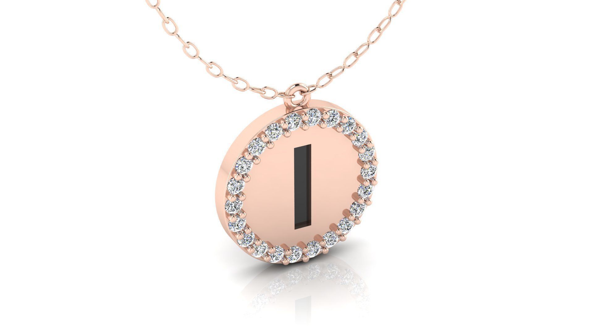 Alphabet Round Enamel Diamond Pendant I 3D print model_5