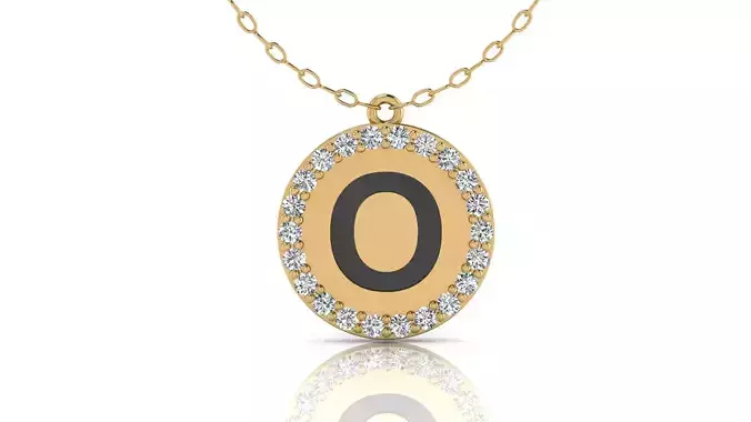 Alphabet Round Enamel Diamond Pendant O 3D print model