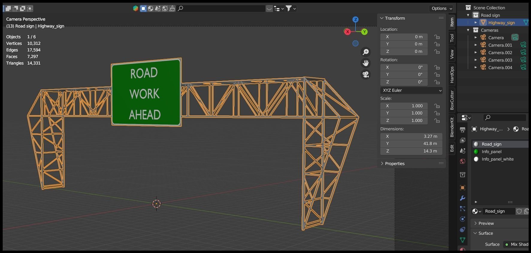 Highway sign 3D model_8