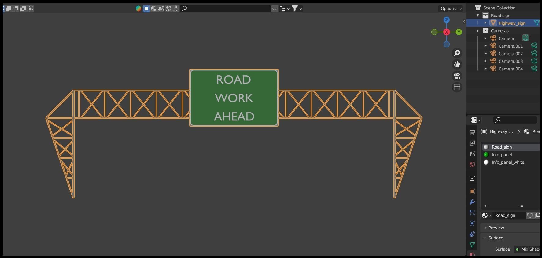 Highway sign 3D model_9