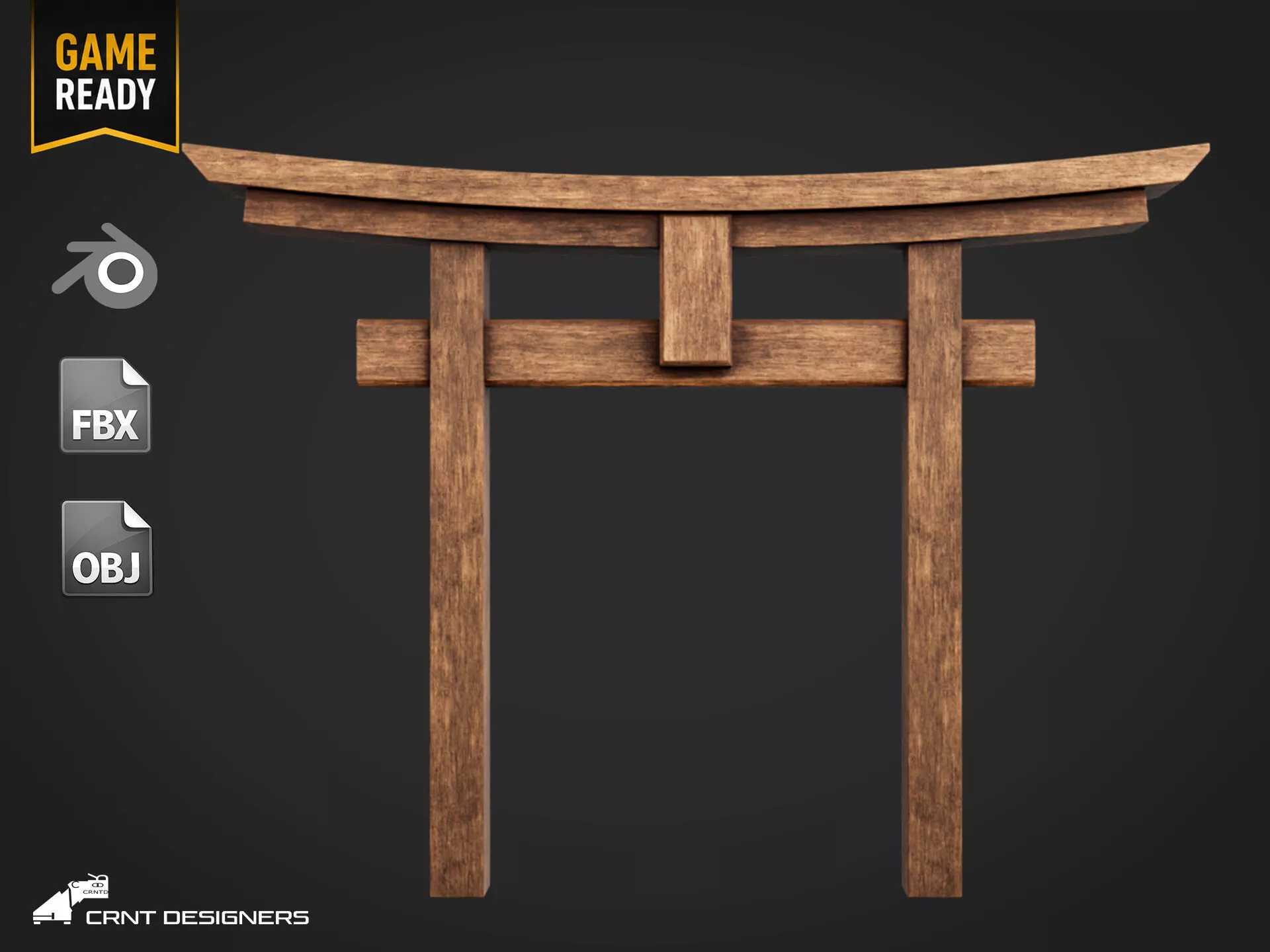 Japanese Gate Torii Low Poly PBR 3D Model Low-poly 3D model
