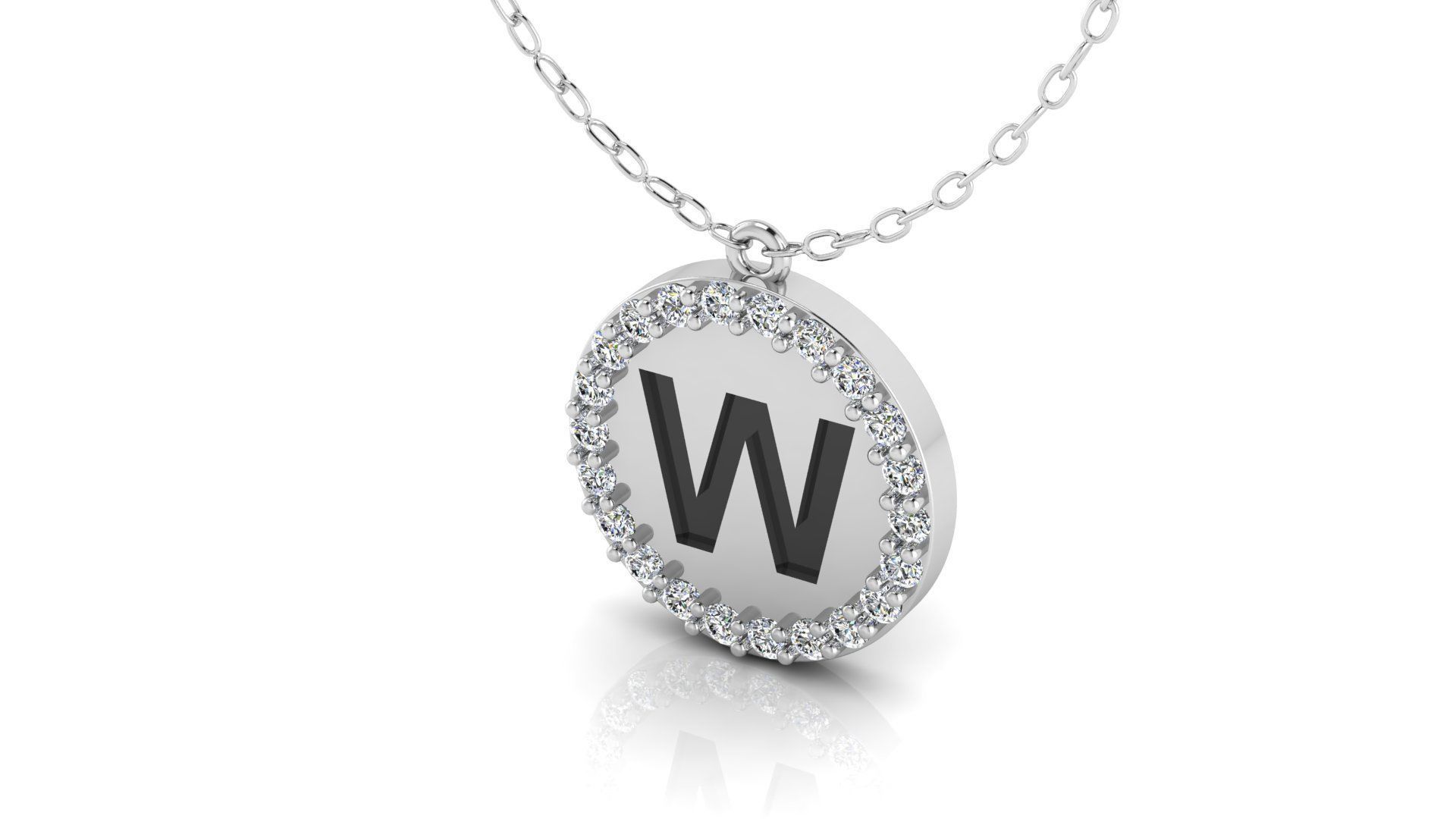 Alphabet Round Enamel Diamond Pendant W 3D print model_13