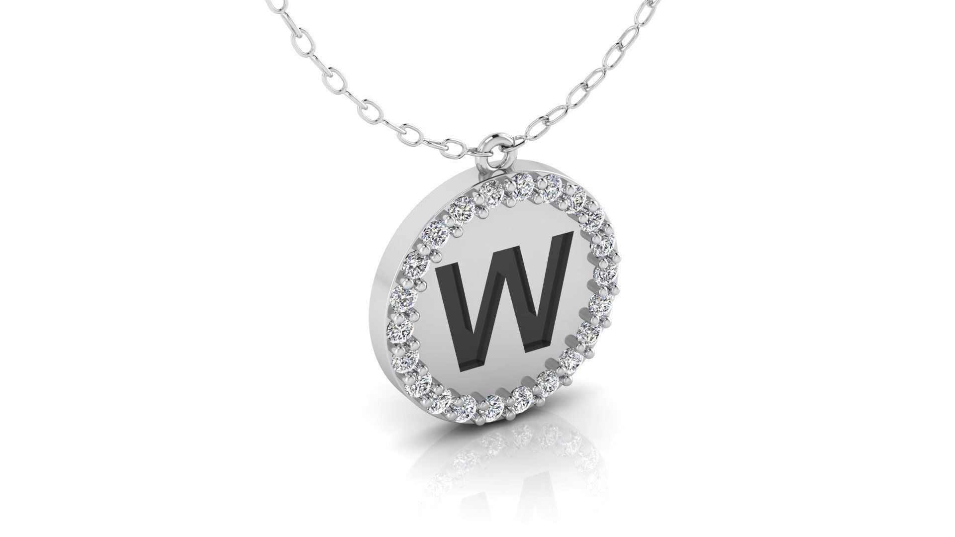 Alphabet Round Enamel Diamond Pendant W 3D print model_11