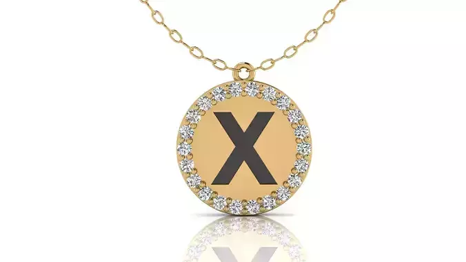 Alphabet Round Enamel Diamond Pendant X 3D print model