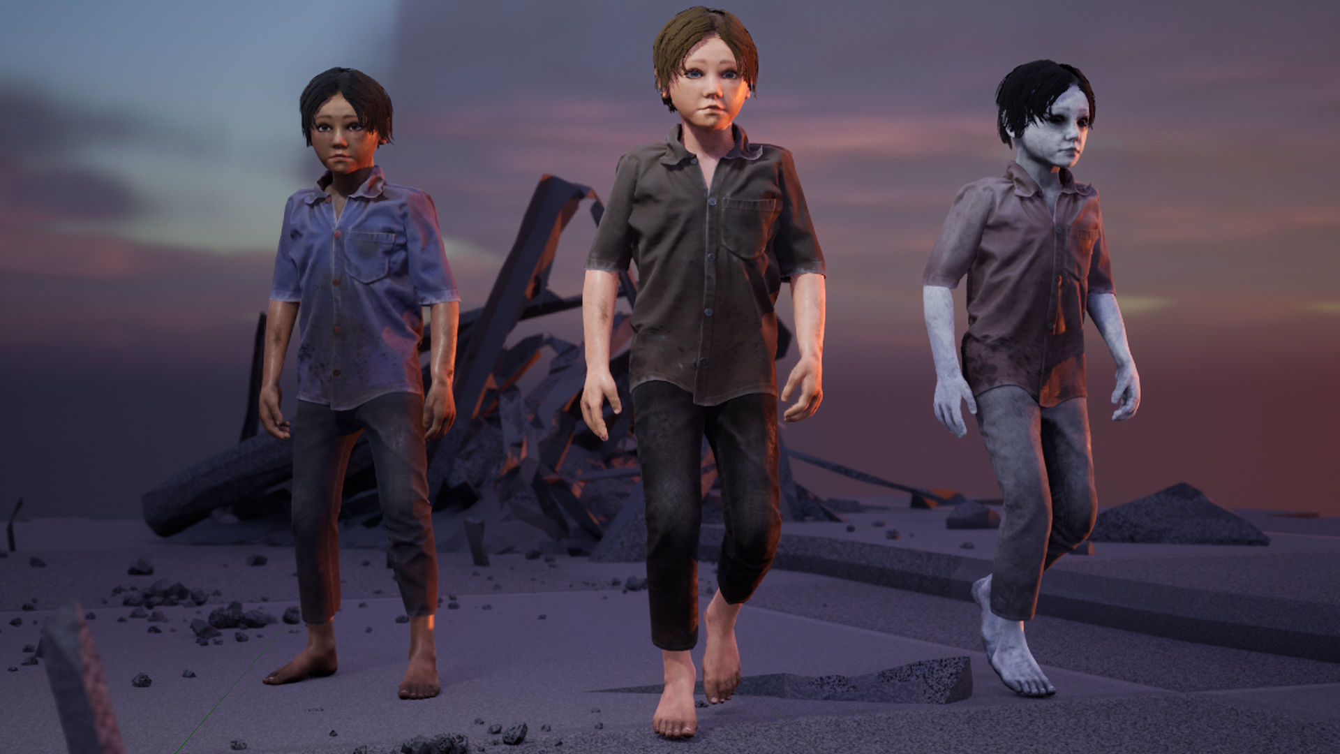 Poor Child Low-poly 3D model_8