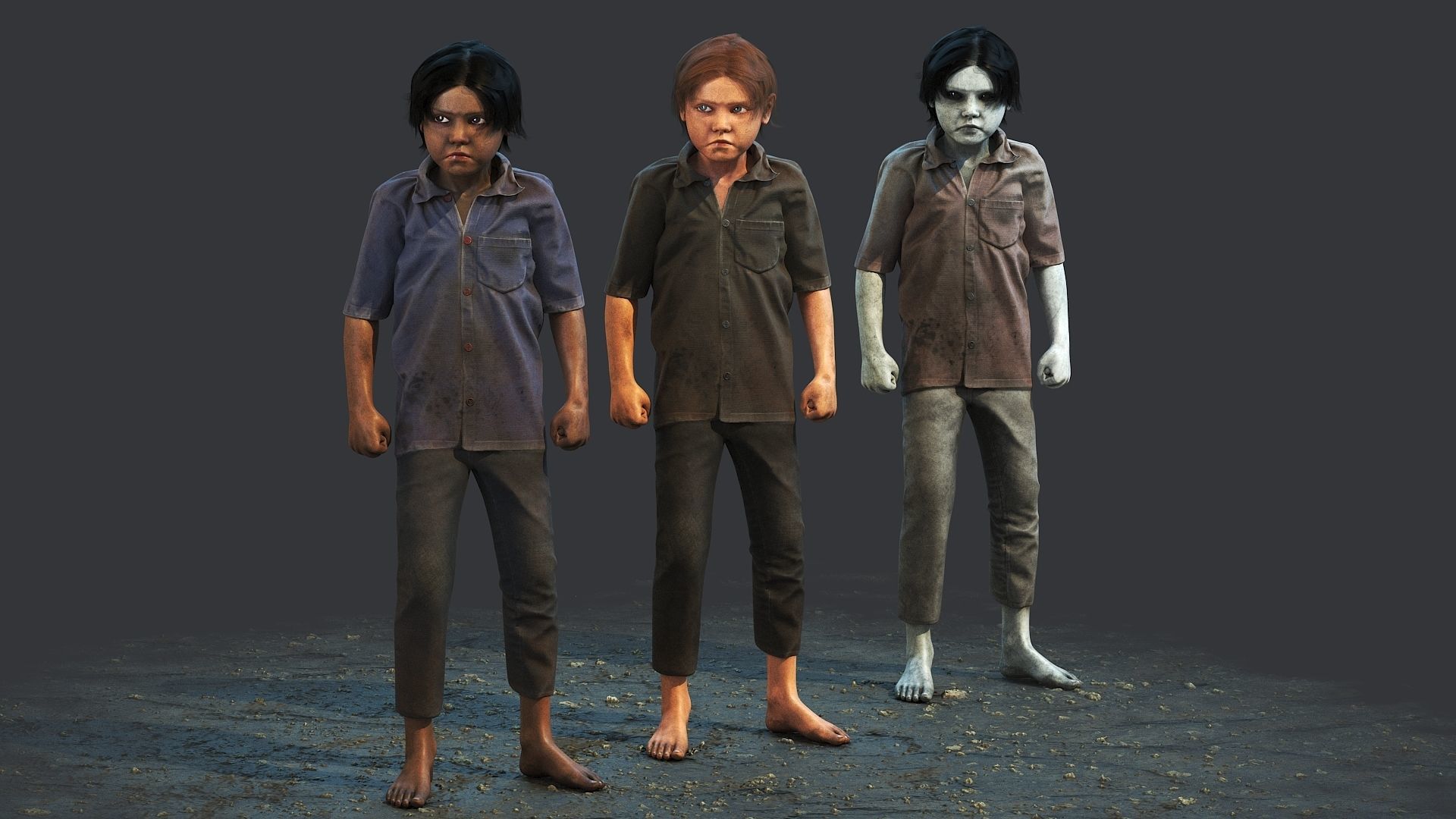 Poor Child Low-poly 3D model_3