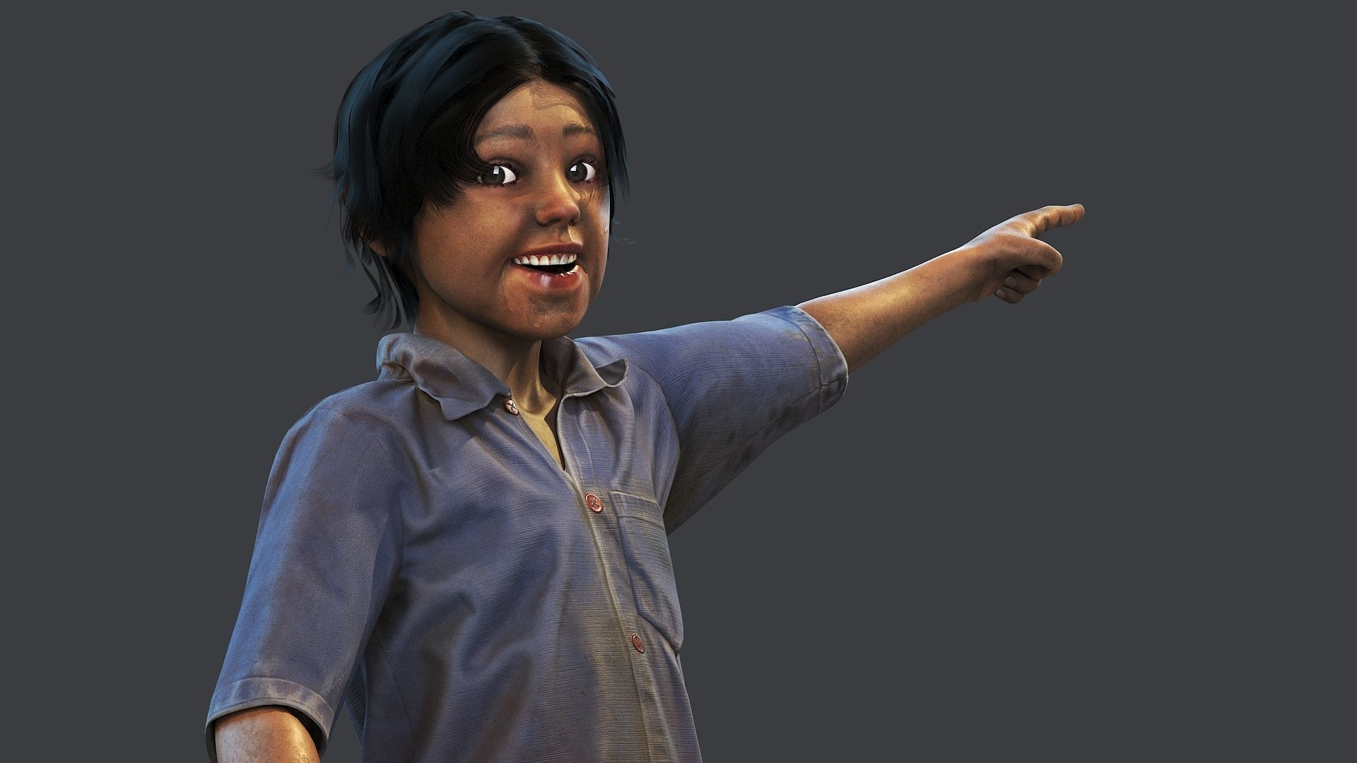 Poor Child Low-poly 3D model_5