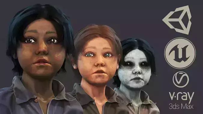 Poor Child Low-poly 3D model