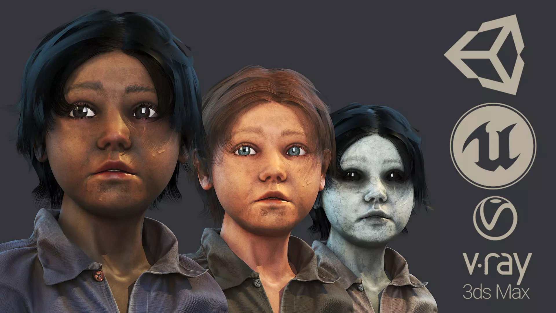 Poor Child Low-poly 3D model_0