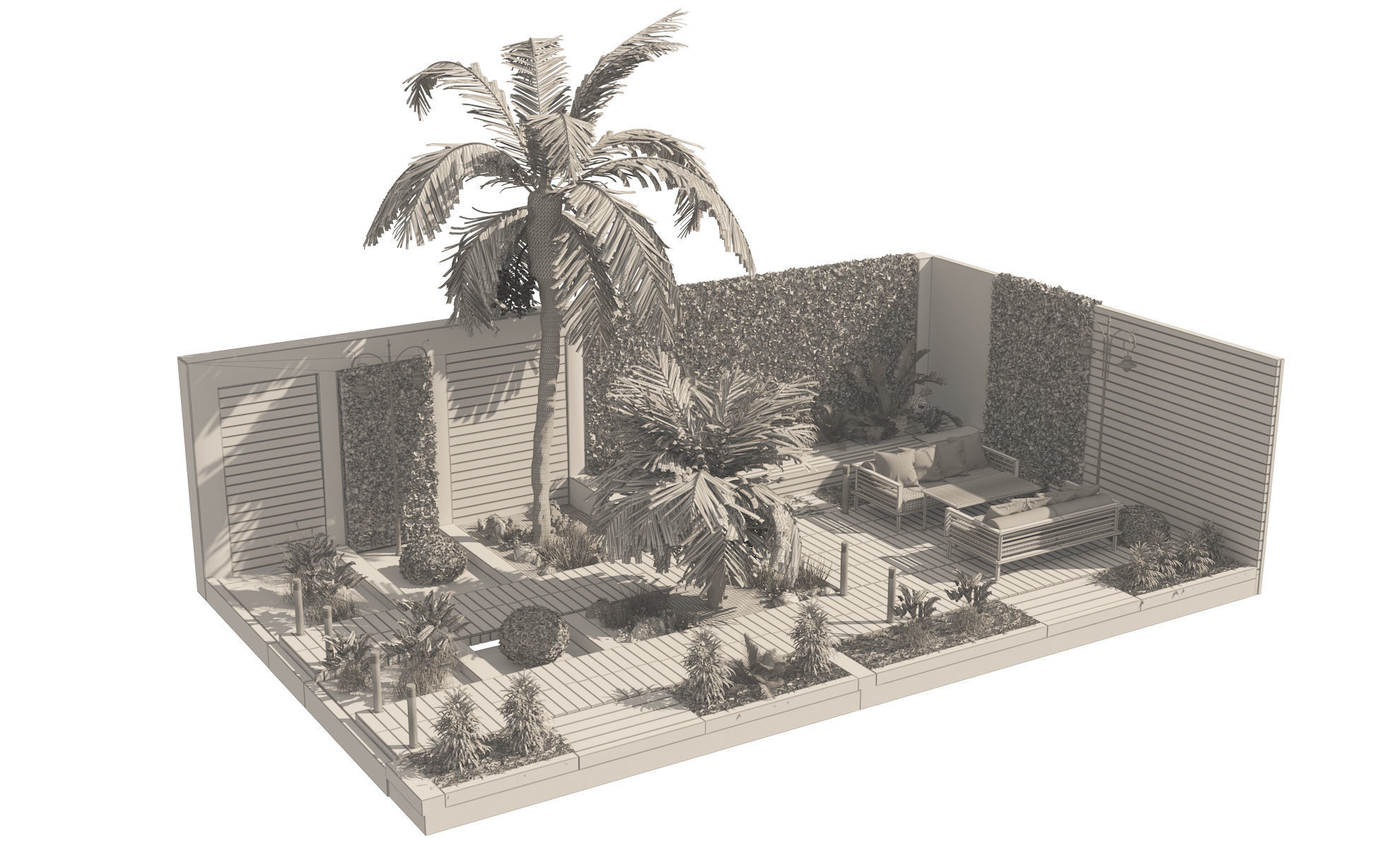 Garden yard 3D model Low-poly 3D model_6