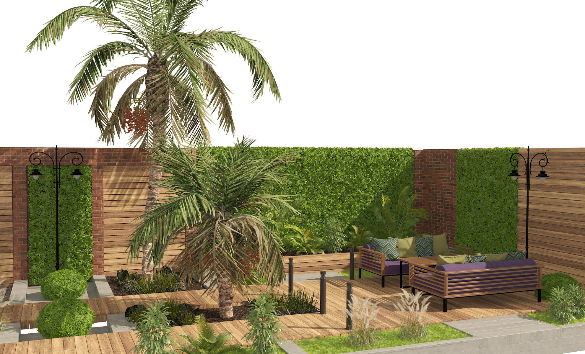 Garden yard 3D model Low-poly 3D model_3