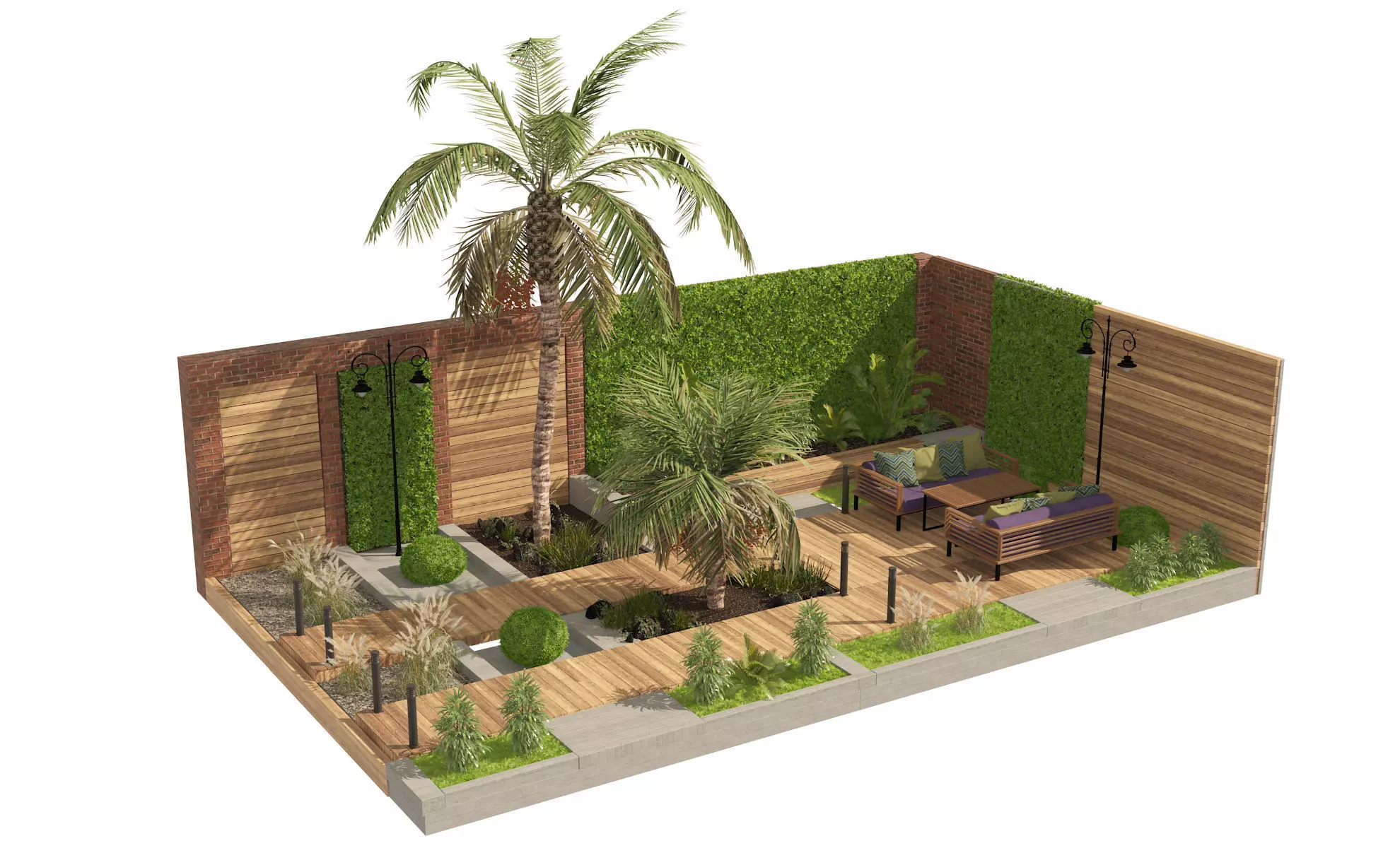 Garden yard 3D model Low-poly 3D model_0