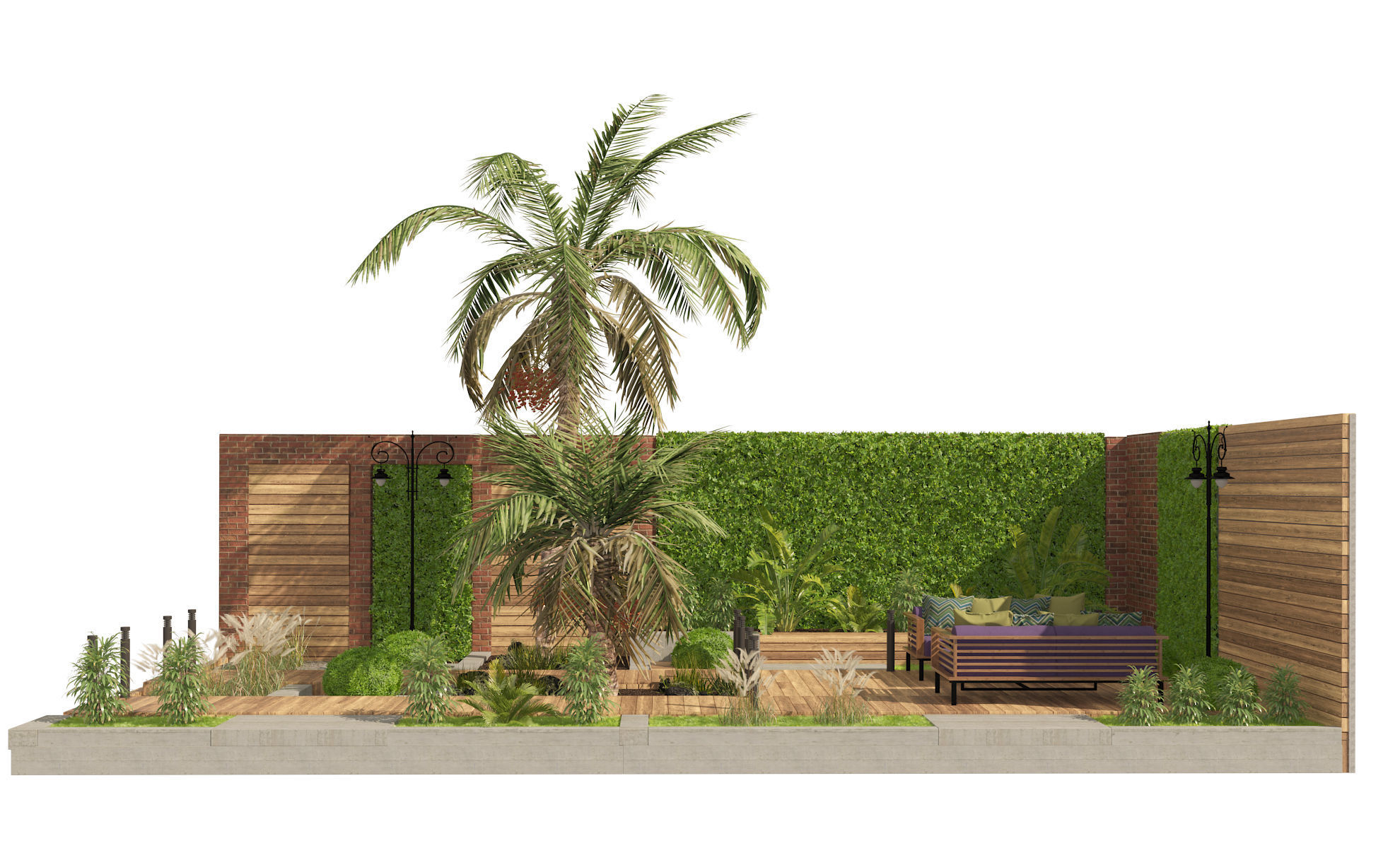 Garden yard 3D model Low-poly 3D model_2