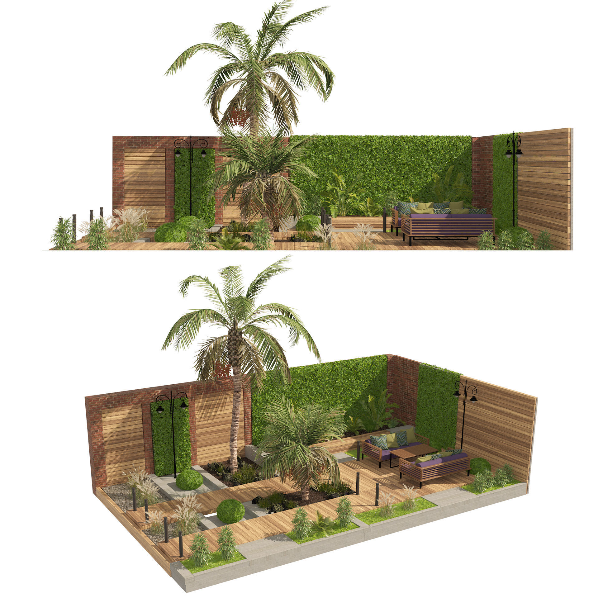 Garden yard 3D model Low-poly 3D model_1