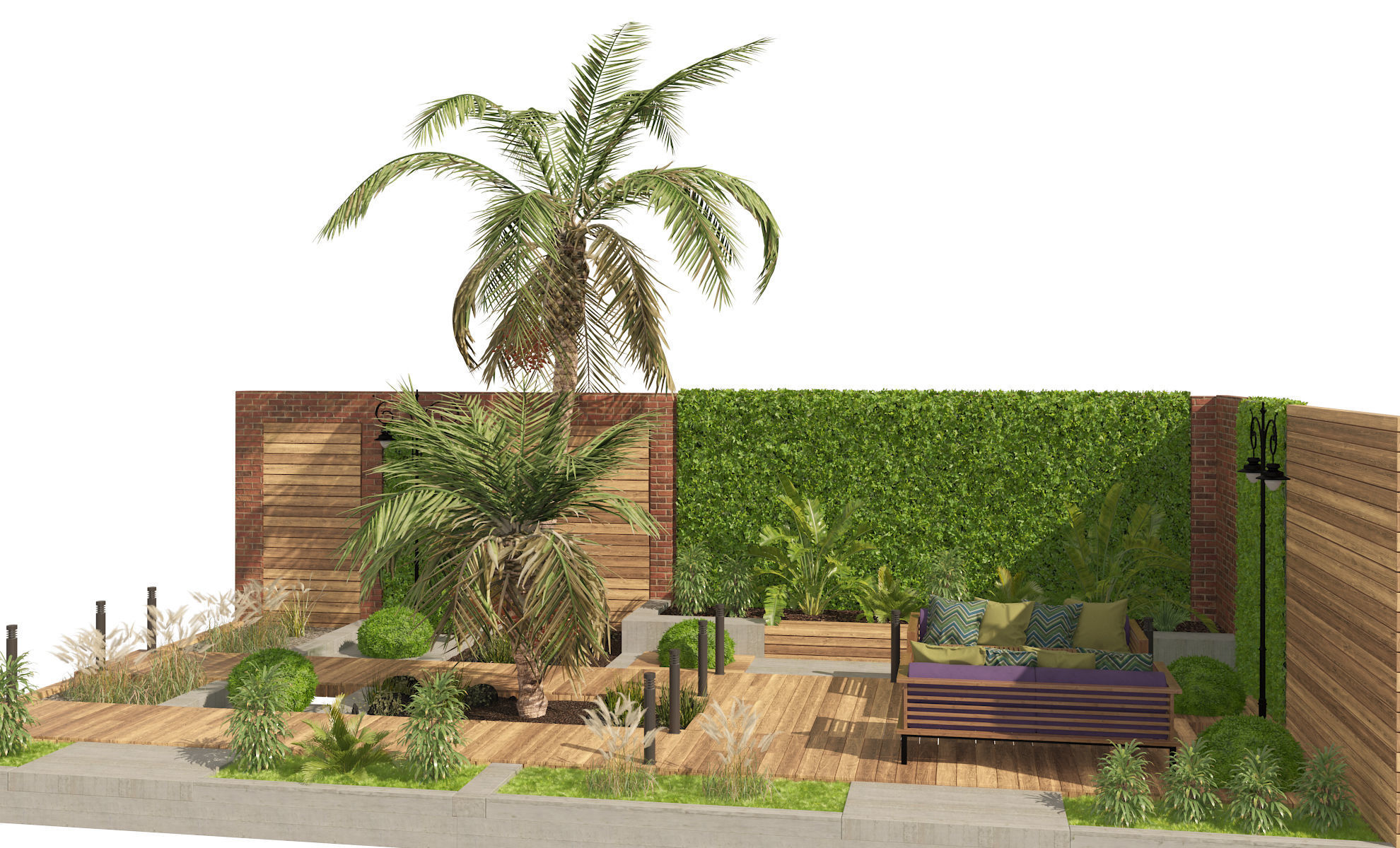 Garden yard 3D model Low-poly 3D model_5