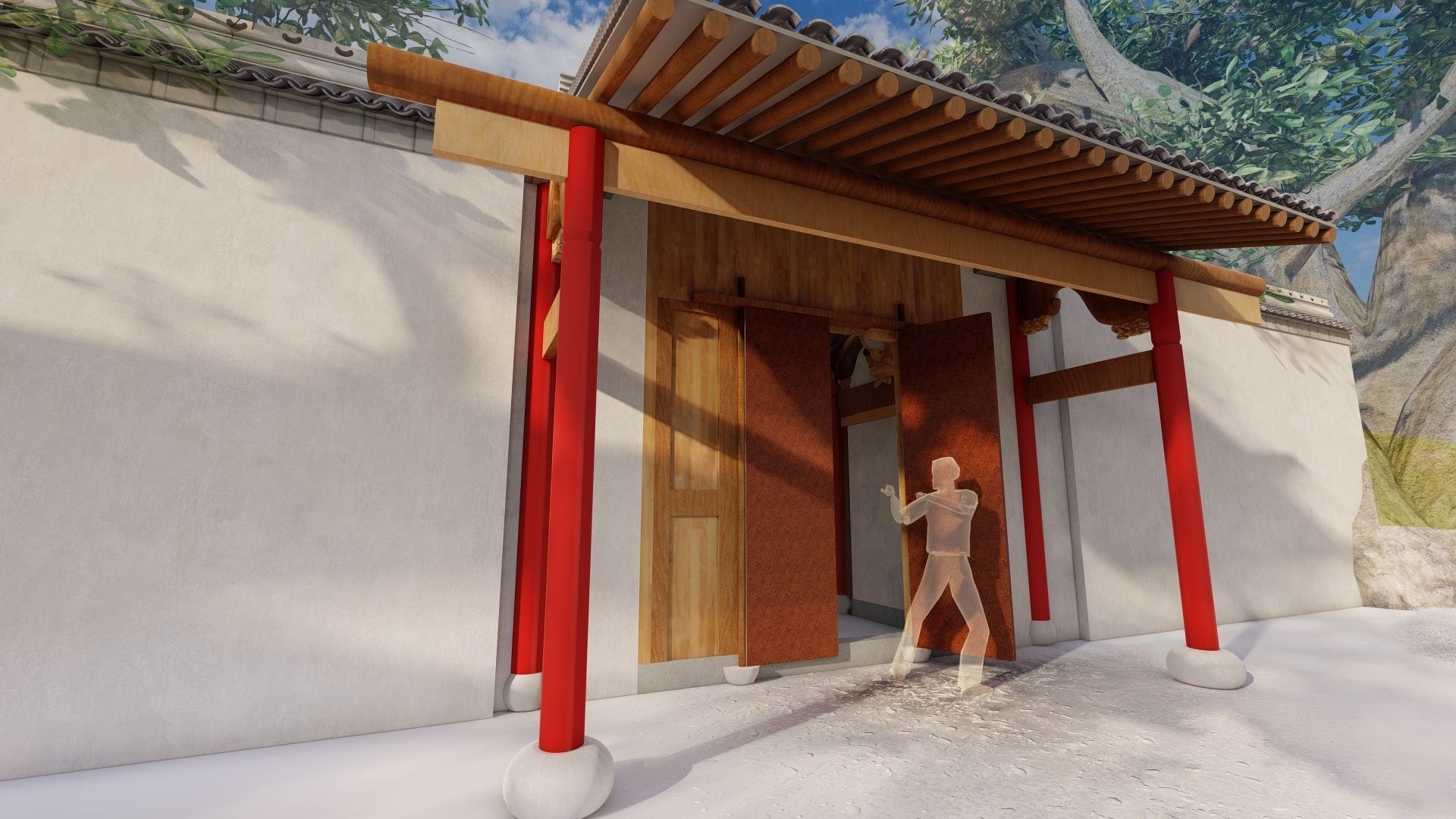 Ancient Chinese Building - Teahouse Entryway 3D model_2